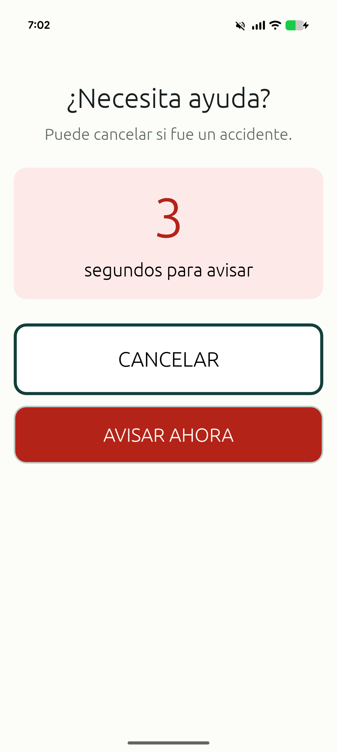 Pantalla real de confirmación de ayuda de Velar en Android